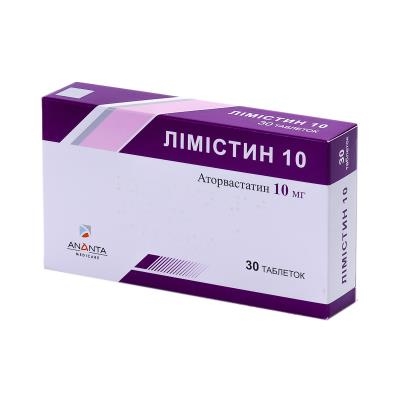 ЛІМІСТИН 10 таблетки, вкриті плівковою оболонкою, по 10 мг по 10 таблеток у блістері, по 3 блістери в коробці